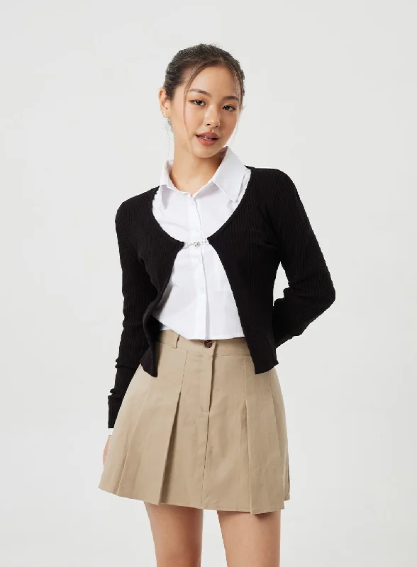 floral print women cardigan for a feminine touchRibbed Knit Cardigan CM303