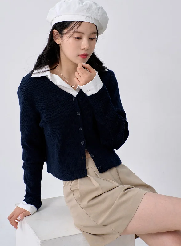 ribbed women cardigan with a classic textureRibbed Knit Cardigan OM329