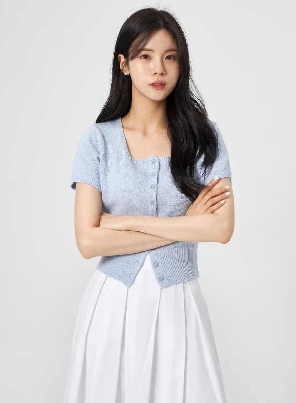 button down women cardigan with vintage buttonsShort Sleeve Cardigan OA314