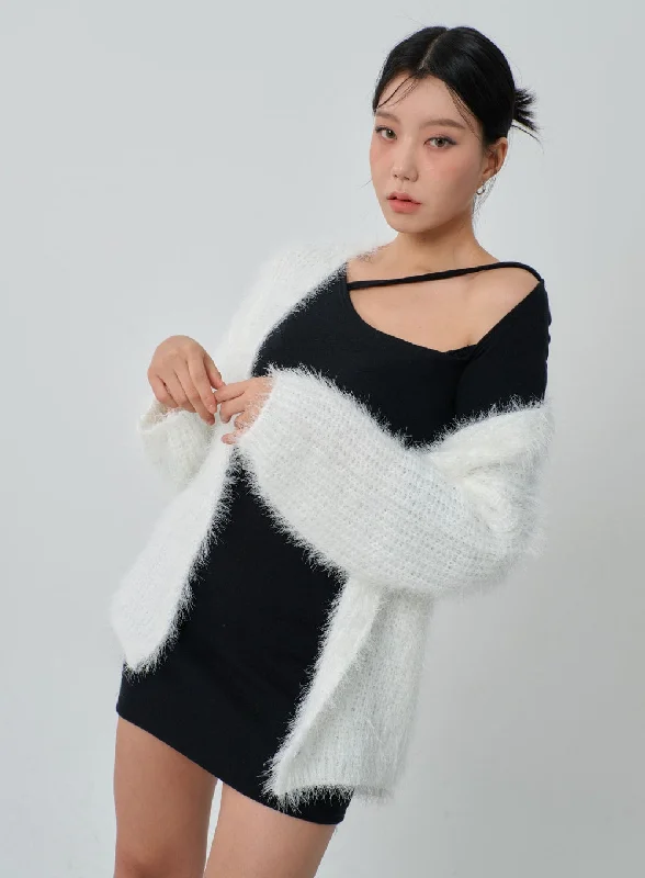 ribbed women cardigan with a classic textureSoft Midi Knit Cardigan IJ318