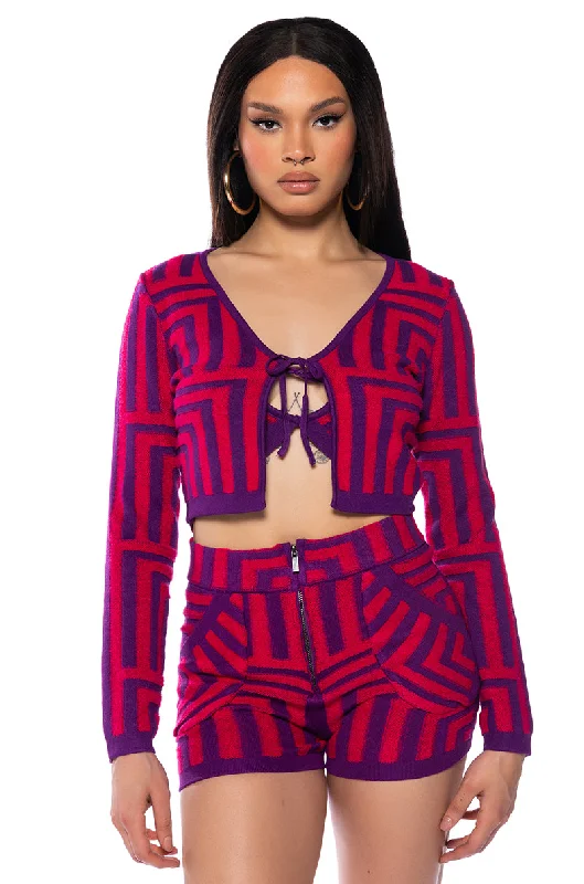 plus size women cardigan for comfortable layeringSTELLA MAGENTA TIE FRONT CARDIGAN
