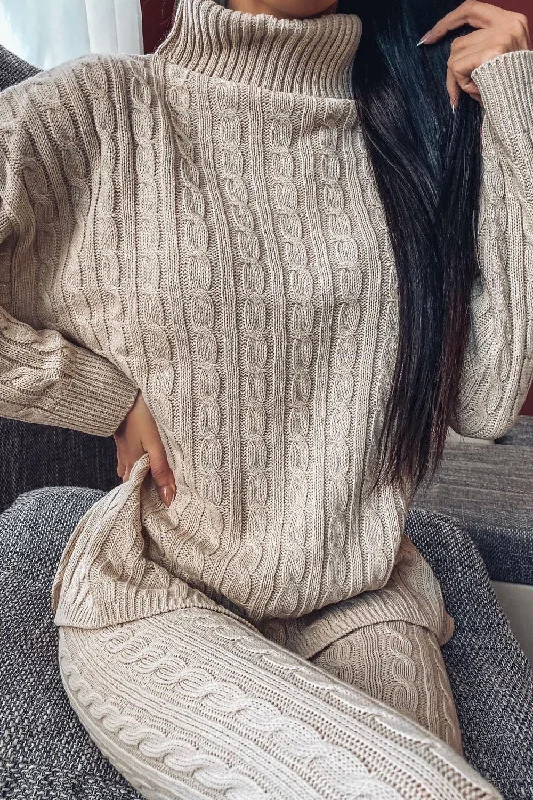 Stone Cable Knit Co-Ord