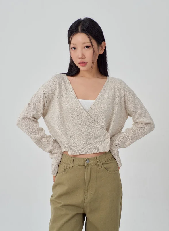 v neck women cardigan to elongate the necklineWrapped Oversized Cardigan IM315