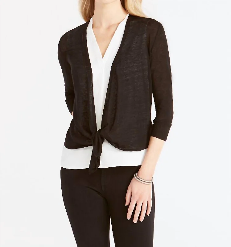 ribbed women cardigan with a classic texture4 Way Cardigan In Black Onyx