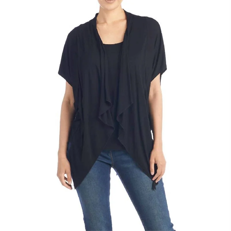 hand knitted women cardigan with artisanal charmAbby Cardigan & Tank Set In Black