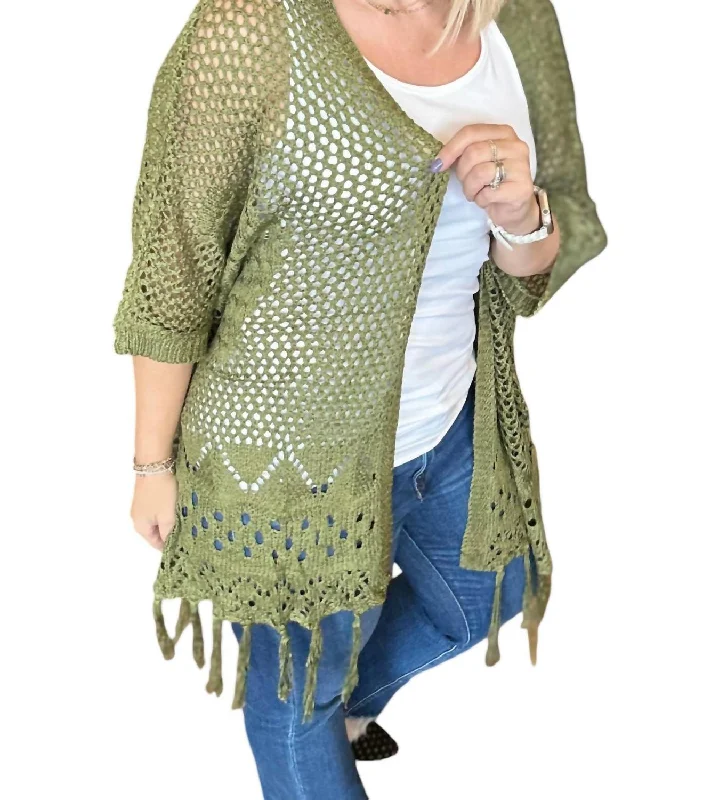 maternity women cardigan for expecting momsAmanda Crocheted Cardigan In Olive