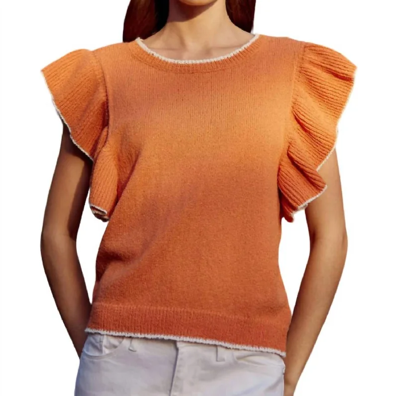 Beautiful Place Sweater Top In Orange