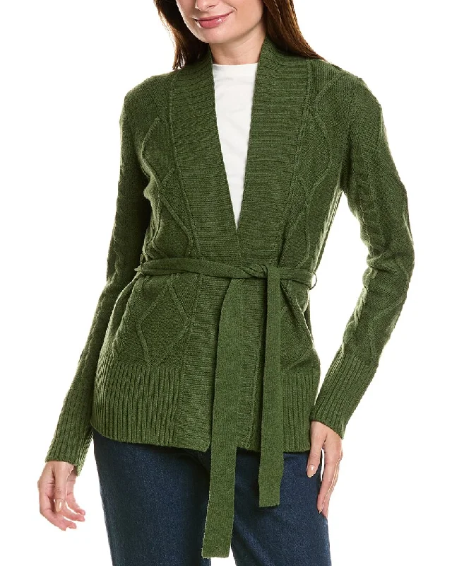 long length women cardigan with side slitsForte Cashmere Belted Cable Wool & Cashmere-Blend Cardigan long length women cardigan with side slitsForte Cashmere Belted Cable Wool & Cashmere-Blend Cardigan