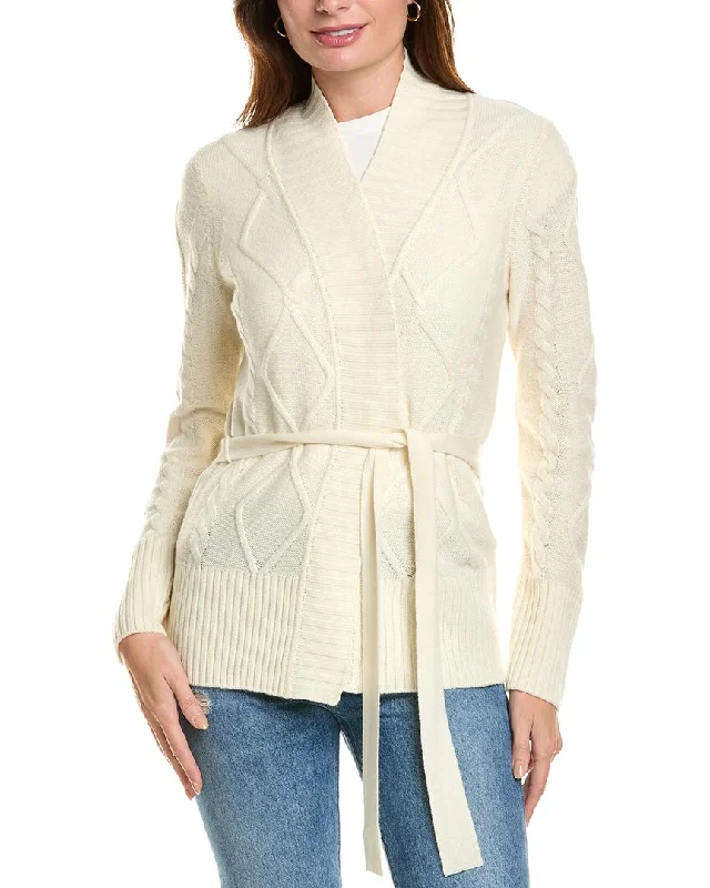 cropped women cardigan to pair with high - waisted jeansForte Cashmere Belted Cable Wool & Cashmere-Blend Cardigan cropped women cardigan to pair with high - waisted jeansForte Cashmere Belted Cable Wool & Cashmere-Blend Cardigan