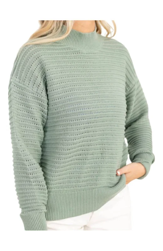 Franco Knit Crewneck Sweater In Sage Green