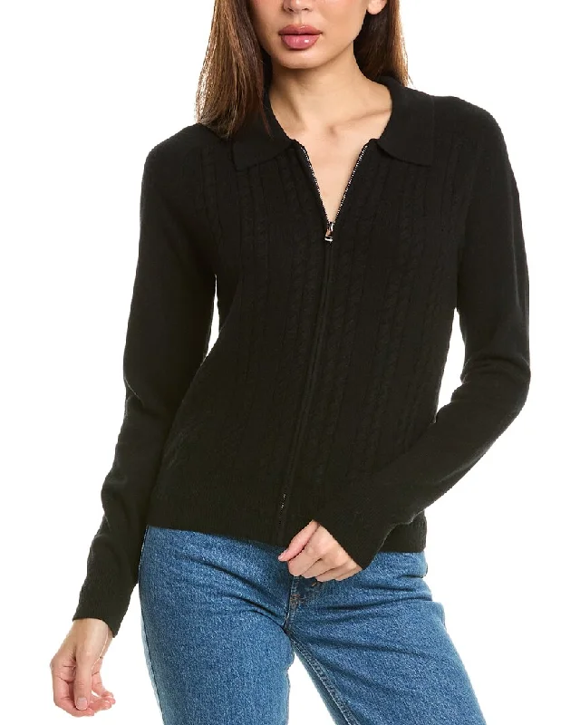hand knitted women cardigan with artisanal charmInCashmere Zip Front Cashmere Cardigan hand knitted women cardigan with artisanal charmInCashmere Zip Front Cashmere Cardigan