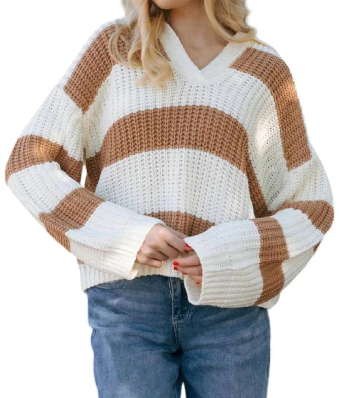 Stripe Sweater In Camel