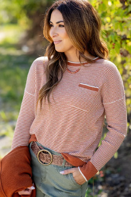 Textured Stripes Pocket Sweater