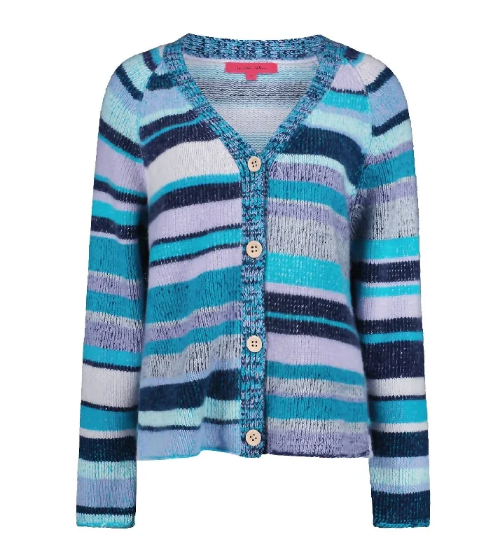 hooded women cardigan for added warmth and styleWomen's Stripe Super Soft Cardigan In Blue Multi hooded women cardigan for added warmth and styleWomen's Stripe Super Soft Cardigan In Blue Multi