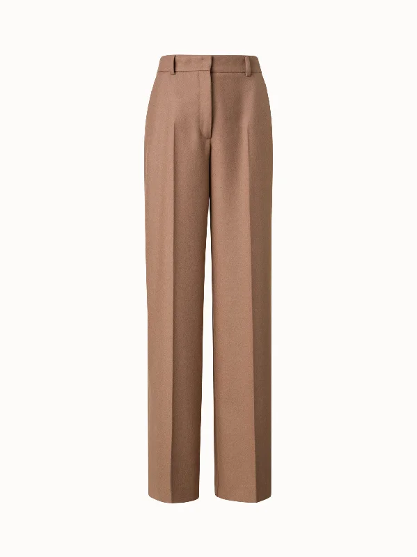 Wool Blend Straight Leg Pants