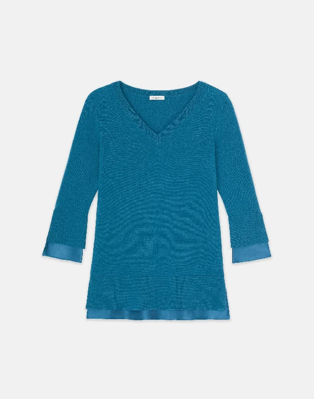 Wool-Cashmere Silk Trimmed Sweater