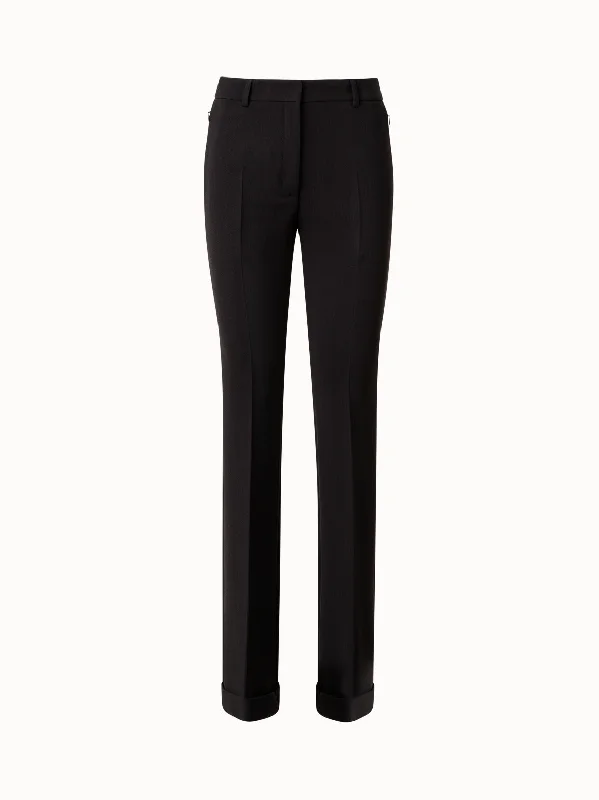 Wool Stretch Double-Face Bootcut Pants