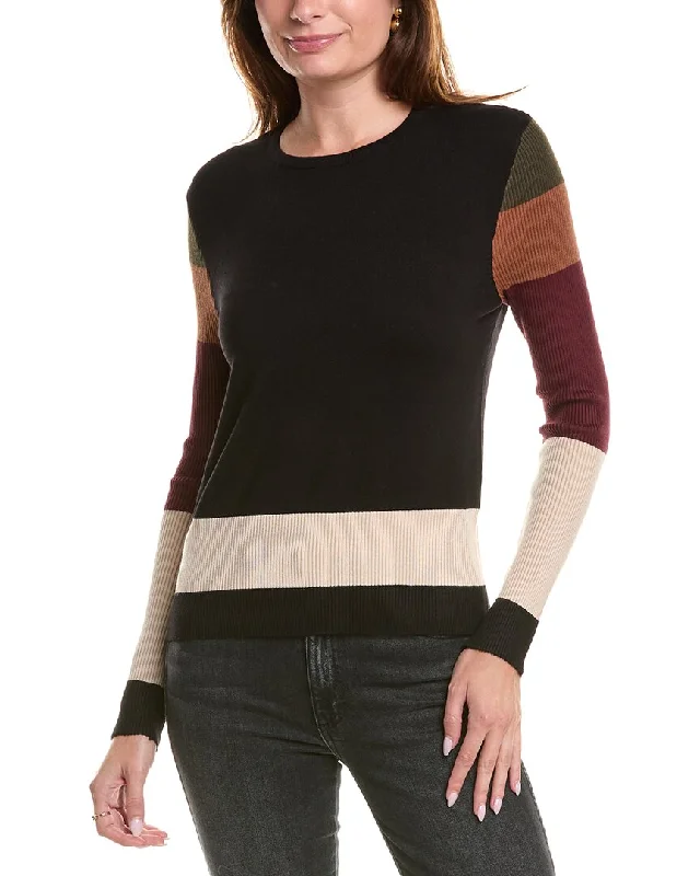 Plus Size Women Dress with a Flattering A - Line Cut for Comfort and StyleYAL New York Stripe Arm Sweater Plus Size Women Dress with a Flattering A - Line Cut for Comfort and StyleYAL New York Stripe Arm Sweater