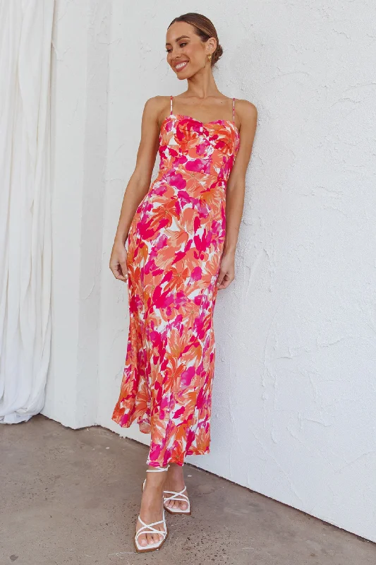 Golden Sands Cami Strap Maxi Dress Floral Red