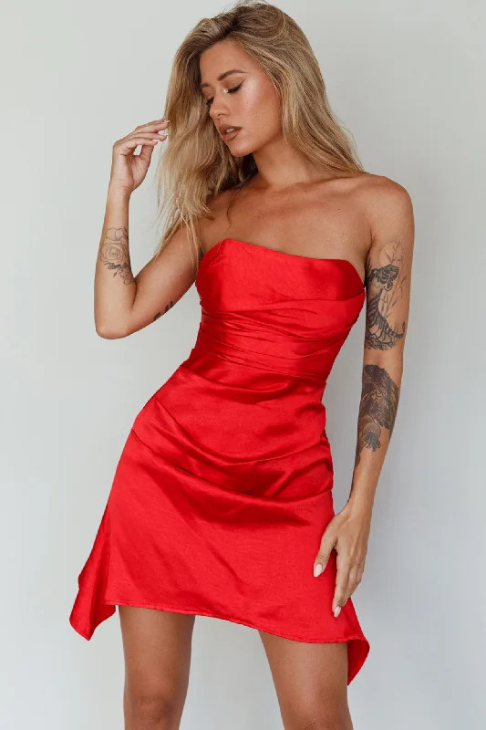 Lace - Embellished Women Dress for an Elegant and Sophisticated AppearanceTamia Strapless Mini Dress Cherry