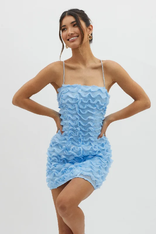 Ruffled Women Dress with Multiple Layers for a Playful and Girly StyleTizzy Embellished Mini Dress Blue Ruffled Women Dress with Multiple Layers for a Playful and Girly StyleTizzy Embellished Mini Dress Blue