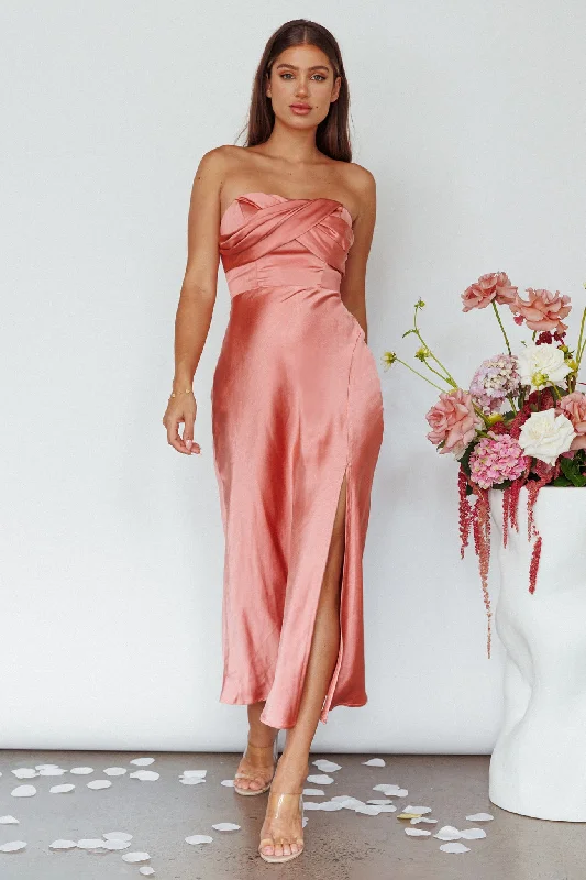 Sleeveless Women Dress in Bright Colors for Summer PartiesYvette Wrap Neckline Midi Dress Desert Rose Sleeveless Women Dress in Bright Colors for Summer PartiesYvette Wrap Neckline Midi Dress Desert Rose