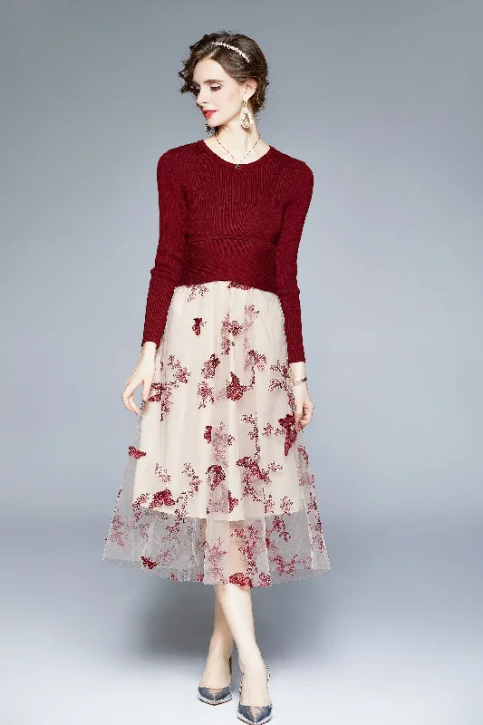 Off - the - Shoulder Women Dress for a Romantic and Feminine Look Off - the - Shoulder Women Dress for a Romantic and Feminine Look Wine red & White Day A-line Crewneck 3/4 Sleeves Midi Dress Off - the - Shoulder Women Dress for a Romantic and Feminine Look Off - the - Shoulder Women Dress for a Romantic and Feminine Look Wine red & White Day A-line Crewneck 3/4 Sleeves Midi Dress