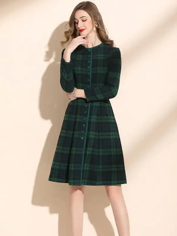 Wrap - Style Women Dress with Adjustable Fit for All Body Types Wrap - Style Women Dress with Adjustable Fit for All Body Types Women’s Round Neckline Flannel Aline Dress With Plaid Pattern Wrap - Style Women Dress with Adjustable Fit for All Body Types Wrap - Style Women Dress with Adjustable Fit for All Body Types Women’s Round Neckline Flannel Aline Dress With Plaid Pattern