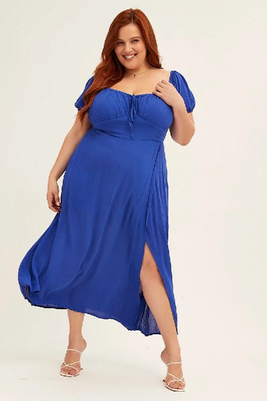 Midi dresses with keyhole backs for a flirty and unexpected detailAzure Midi Dress Puff Sleeve With Split Crinkle Rayon Midi dresses with keyhole backs for a flirty and unexpected detailAzure Midi Dress Puff Sleeve With Split Crinkle Rayon