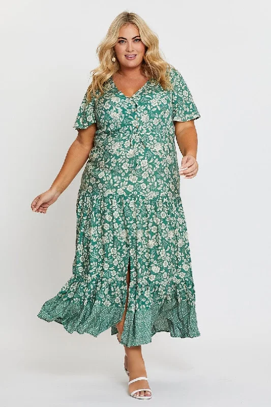 Midi dresses with tiered skirts for a bohemian festival lookBoho Print Midi Dress V-neck Short Sleeve Midi dresses with tiered skirts for a bohemian festival lookBoho Print Midi Dress V-neck Short Sleeve