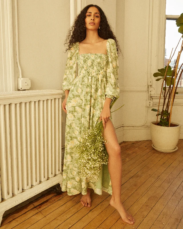 Wrap - style midi dresses in silk for a sophisticated office lookClassic Smocked Maxi Dress