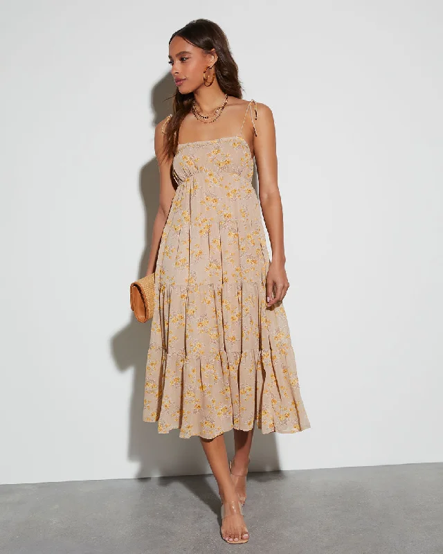 Midi dresses with cotton - blend materials for everyday comfortPayton Floral Tiered Midi Dress