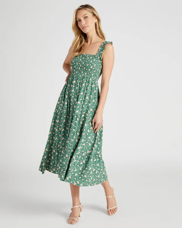 Midi dresses with keyhole backs for a flirty and unexpected detailWatercolour Rose Slub Midi Dress Midi dresses with keyhole backs for a flirty and unexpected detailWatercolour Rose Slub Midi Dress