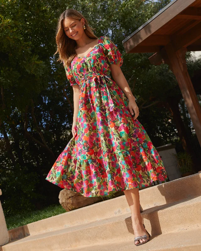 Wrap - style midi dresses in silk for a sophisticated office lookWilla Floral Midi Dress Wrap - style midi dresses in silk for a sophisticated office lookWilla Floral Midi Dress