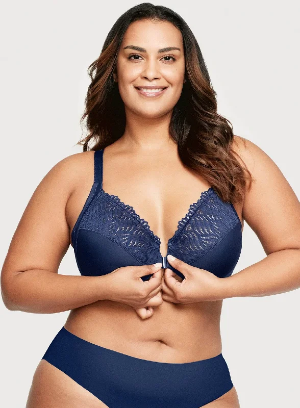 minimizer underwire bras for more controlGlamorise: Elegance Front Close T Back Wonderwire Bra Blue