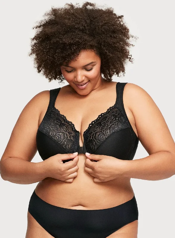 convertible bras with adjustable strapsGlamorise: Elegance Front Close Wonderwire Bra Black