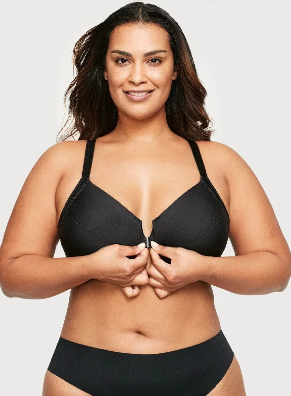 minimizer plus size bras for curvy figuresGlamorise: Wonderwire Front Close Smoothing Bra Black