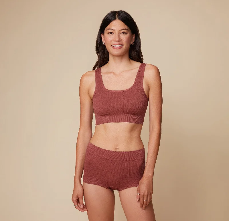 Lounge Rib Scoop Bralette - Clay