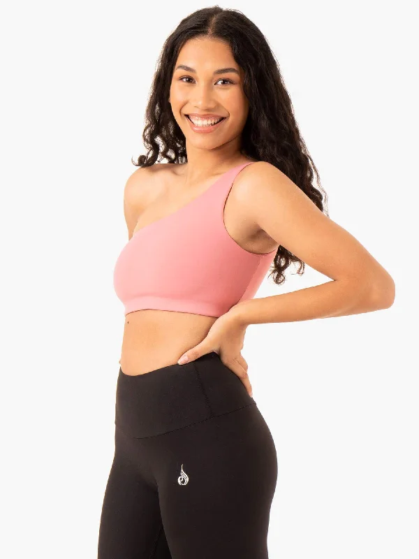 bralette sports bras for light exerciseAdapt One Shoulder Sports Bra - Blush Pink