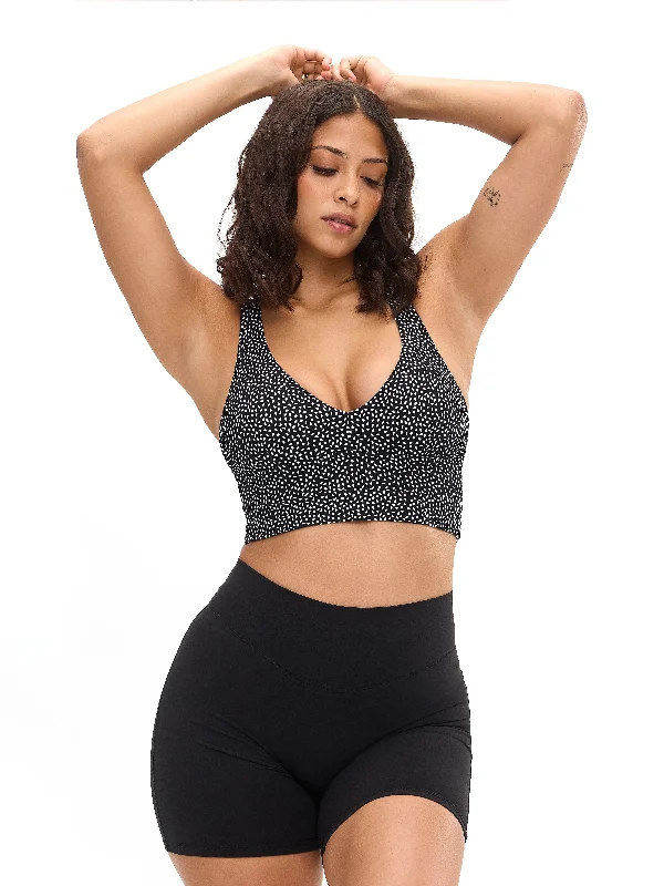seamless t - shirt bras for everyday wearAlpha Sports Bra - Black Bossy Print