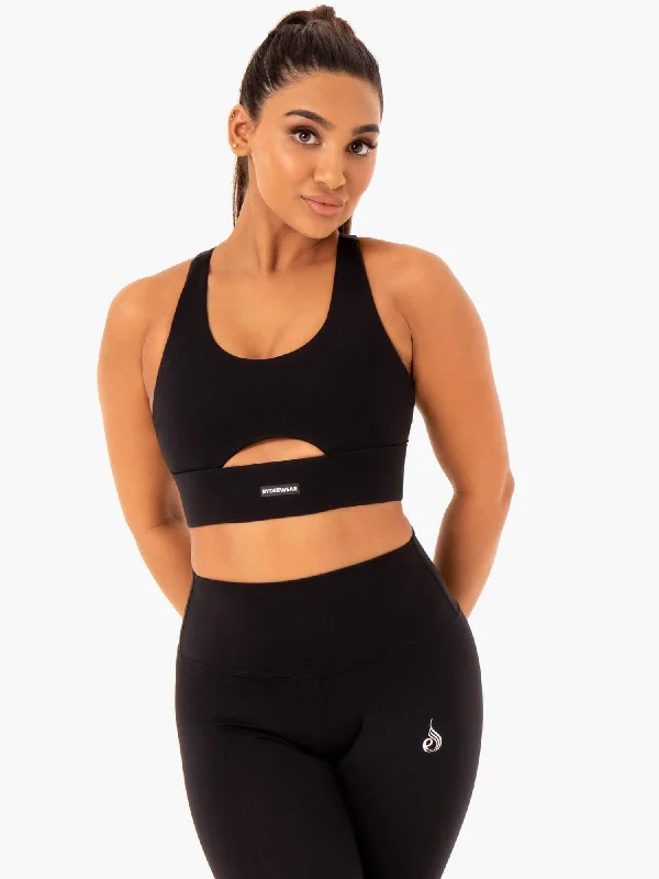 seamless wireless bras for everyday comfortBase Racer Back Sports Bra - Black