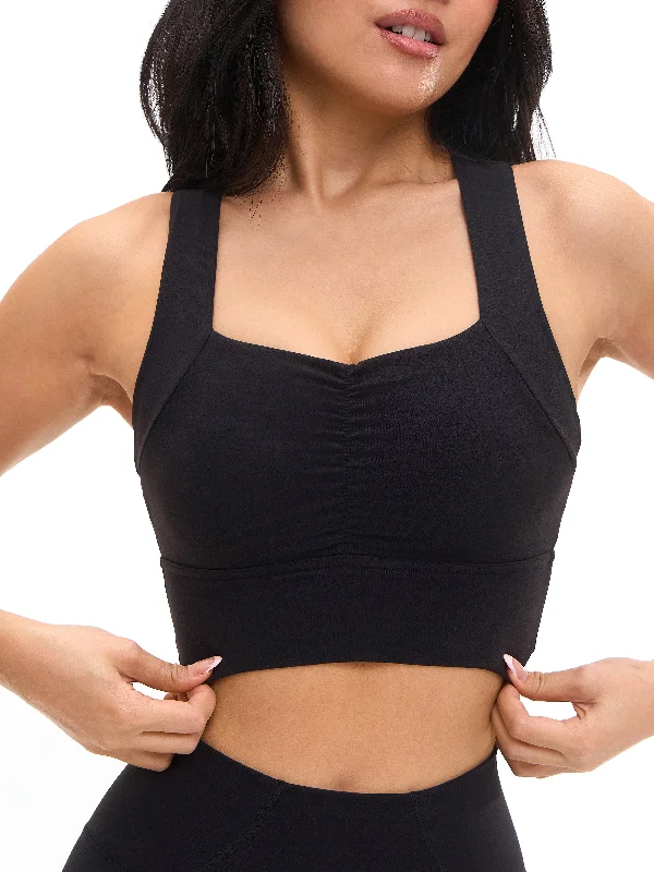 plunge bras for low cut topsBloom Sports Bra - Onyx Black