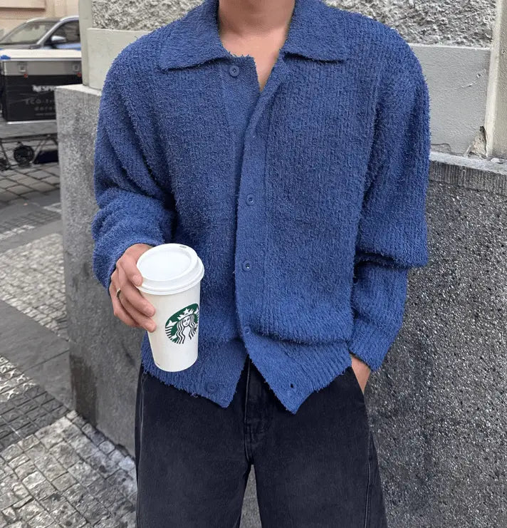 Shaper with a slimming effect on thighs​Blue Knit Cardigan
