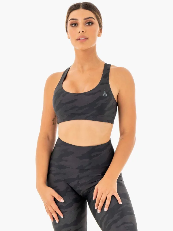 push up bras for enhanced cleavageCamo Sports Bra - Black Camo
