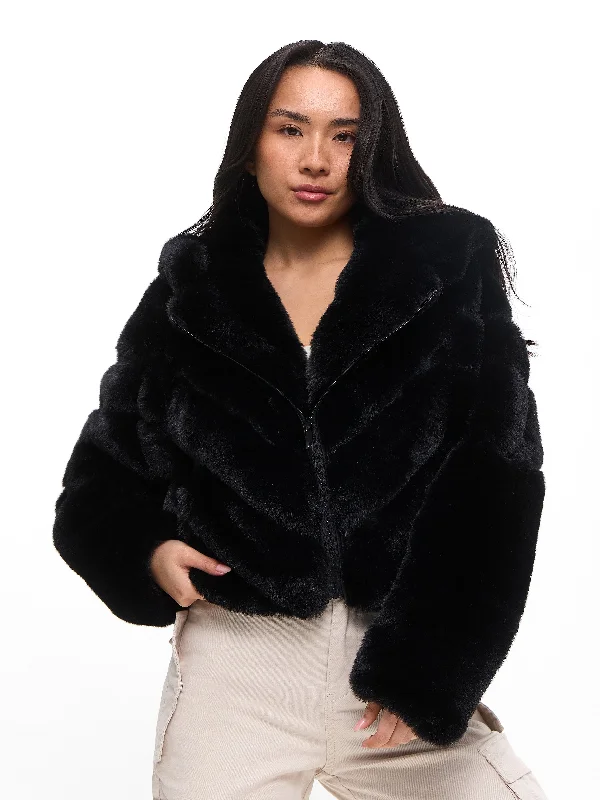 strapless lace bras for formal eventsCruellafree Faux Fur Coat - Black