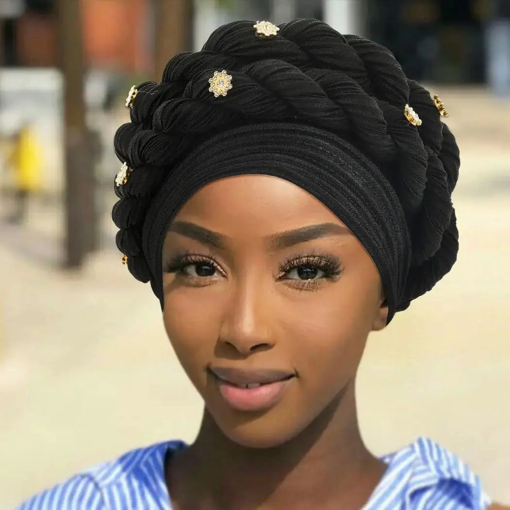Shaper for a photoshoot to achieve a perfect body shape​Double Braid Diamonds Turban