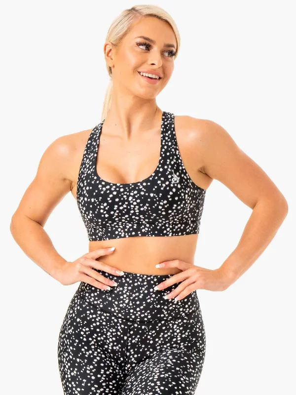 seamless sports bras for minimal chafingReform Sports Bra - Black Speckle