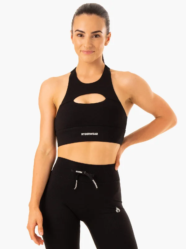 padded bras for added volumeReplay Cut Out Sports Bra - Black