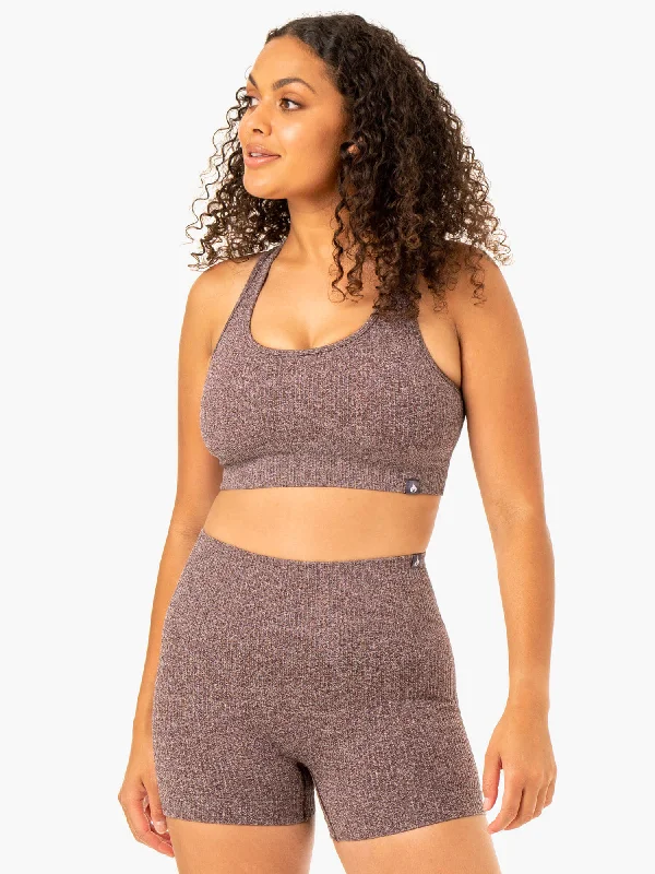 underwire bras with maximum supportRib Seamless Sports Bra - Chocolate Marl