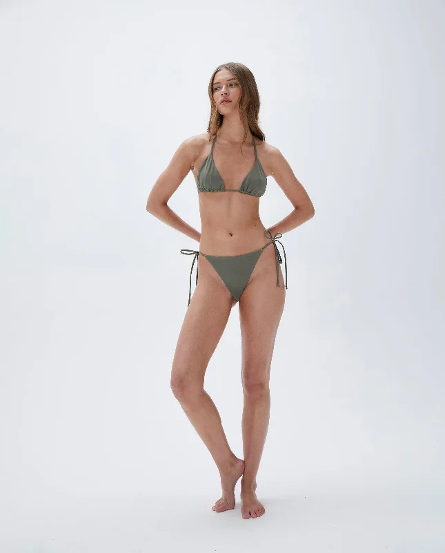 padded wireless bras for light supportTie Side Bikini Bottoms -  Olive Green